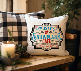 Snowflake Cafe DTF Transfers for pillows and towels