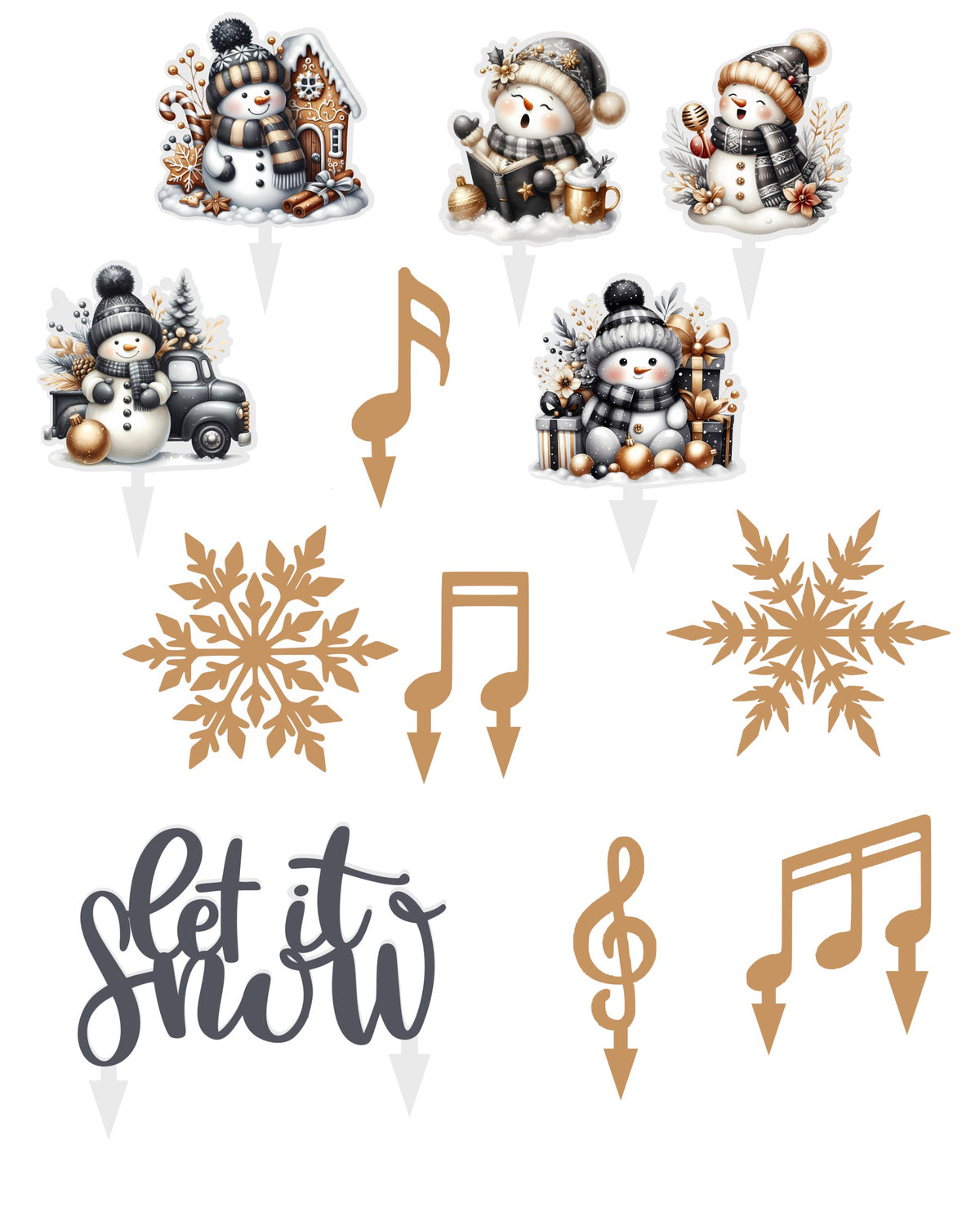 Let it snow- Acrylic Toppers for Buckets set- 12pc set