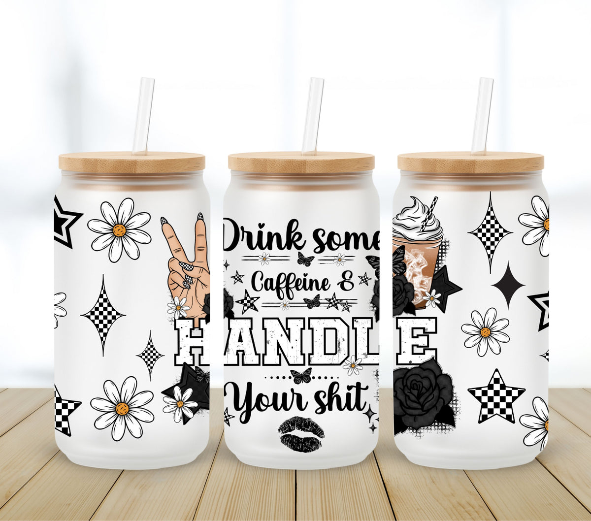Handle your shit UV DTF 16oz Libbey wrap