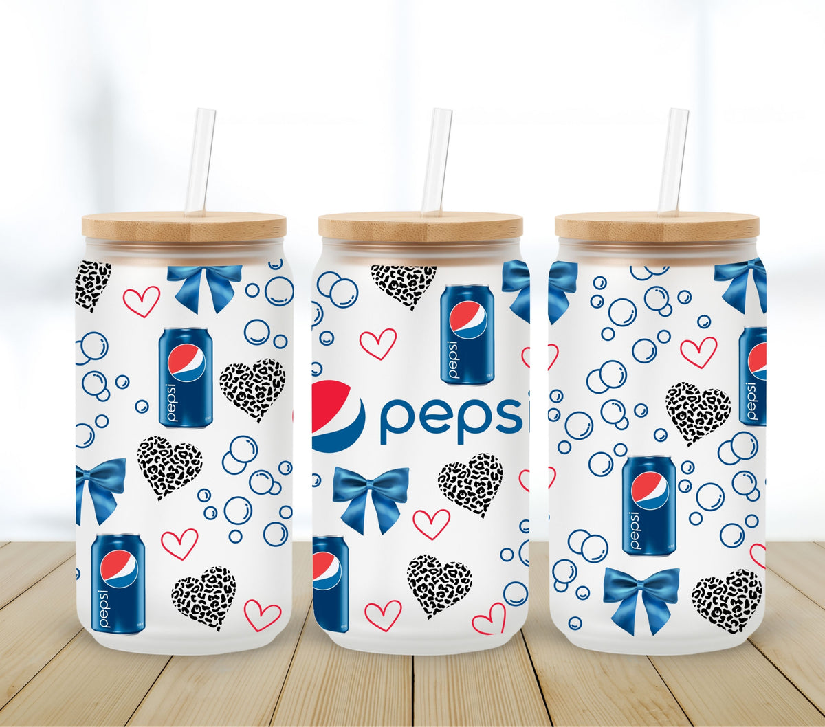Pepsi Love UV DTF 16oz Libbey wrap