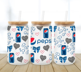Pepsi Love UV DTF 16oz Libbey wrap