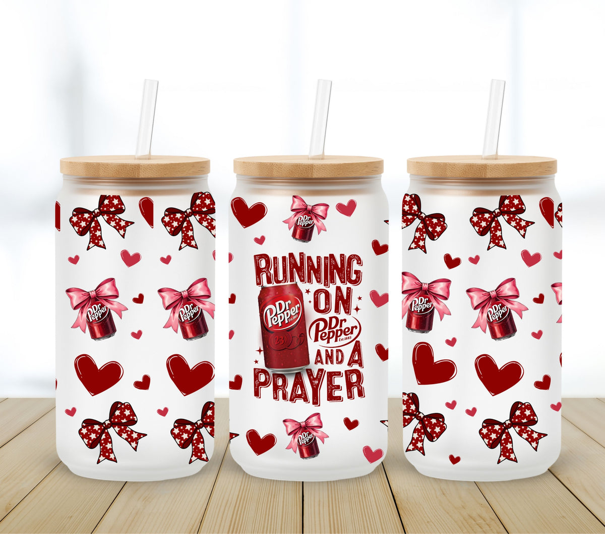 Running on Dr. Pepper and a prayer UV DTF 16oz Libbey wrap