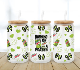 Running on Mt. Dew and a prayer UV DTF 16oz Libbey wrap