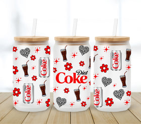 Diet Coke Love UV DTF 16oz Libbey wrap