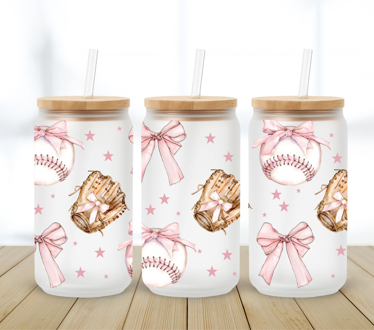 Baseball Bows UV DTF 16oz Libbey wrap