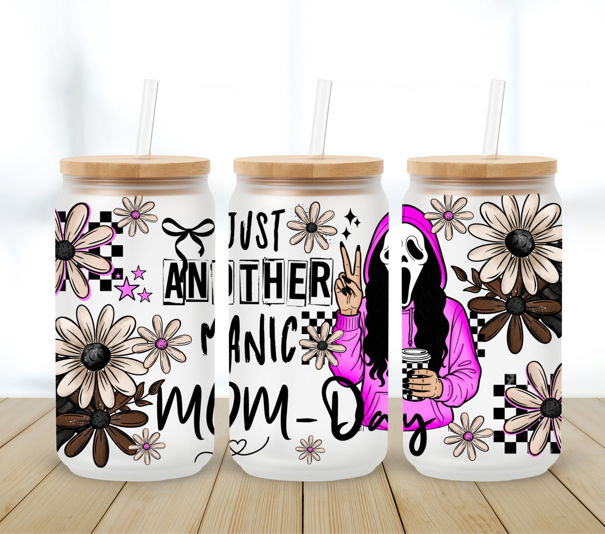 Manic Mom Day UV DTF 16oz Libbey wrap