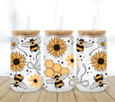 Bees, Bows and Sunflowers UV DTF 16oz Libbey wrap