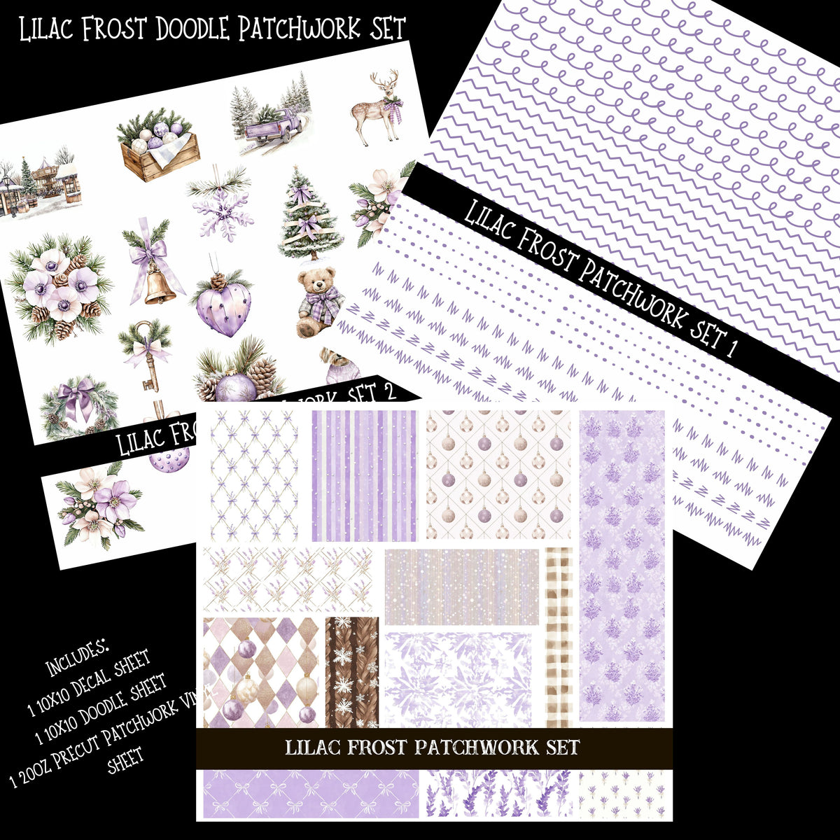 Lilac Frost Doodle Patchwork Set
