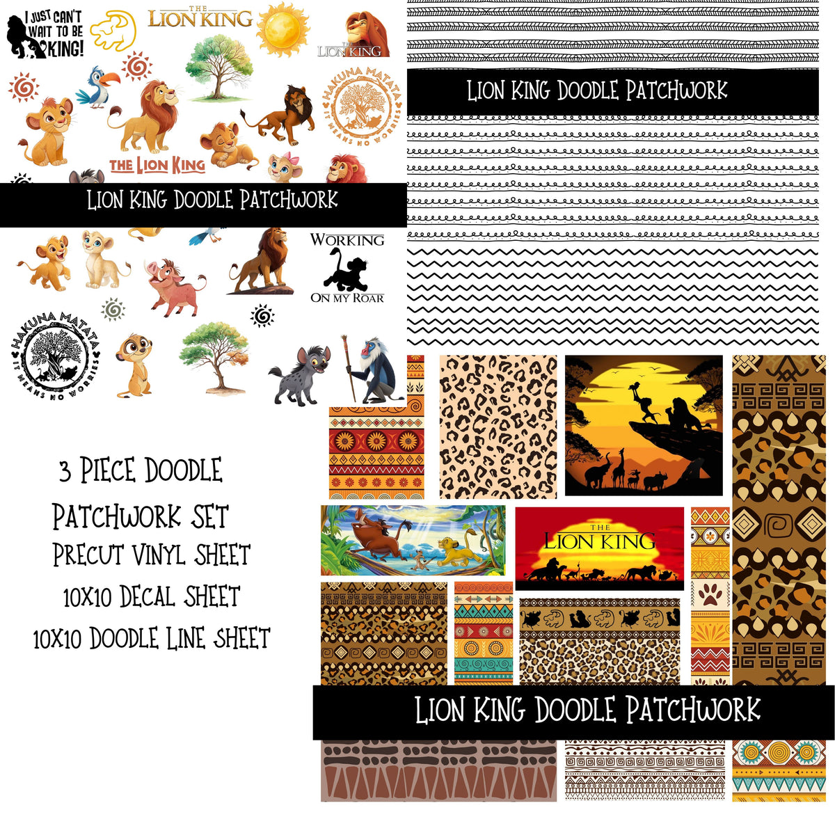Lion King Doodle Patchwork Set