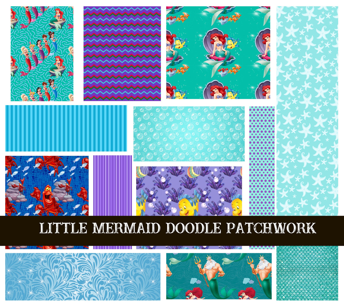 Little Mermaid Doodle Patchwork Set