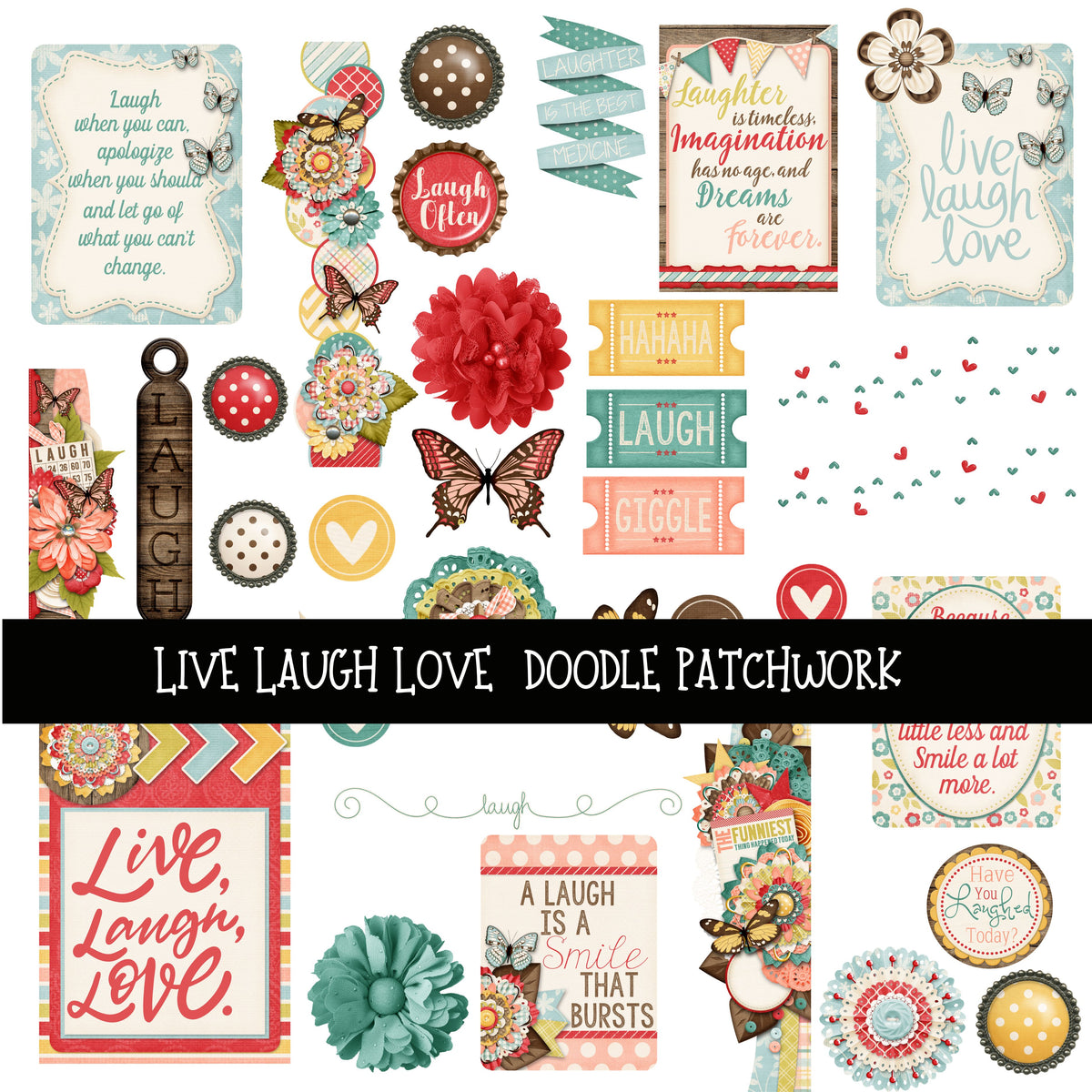 Live Laugh Love Doodle Patchwork Set