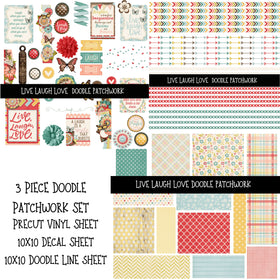 Live Laugh Love Doodle Patchwork Set