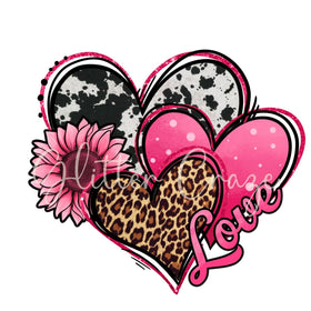 Love Cow print Hearts UV DTF Decals