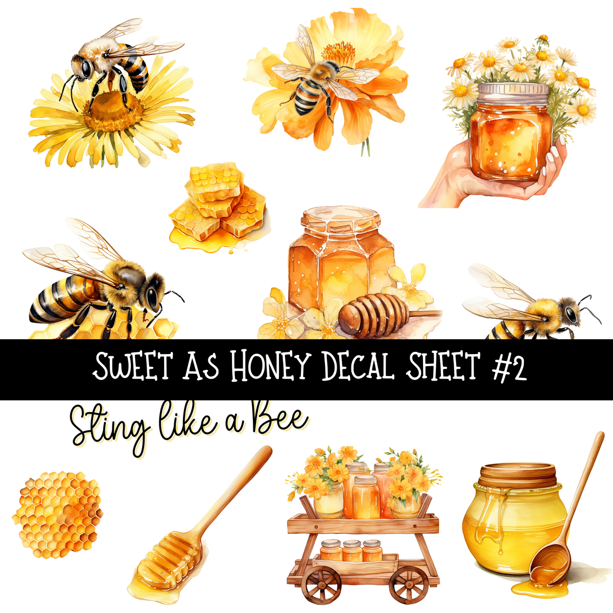 Sweet as Honey - UV DTF Decal sheet (2 variants)