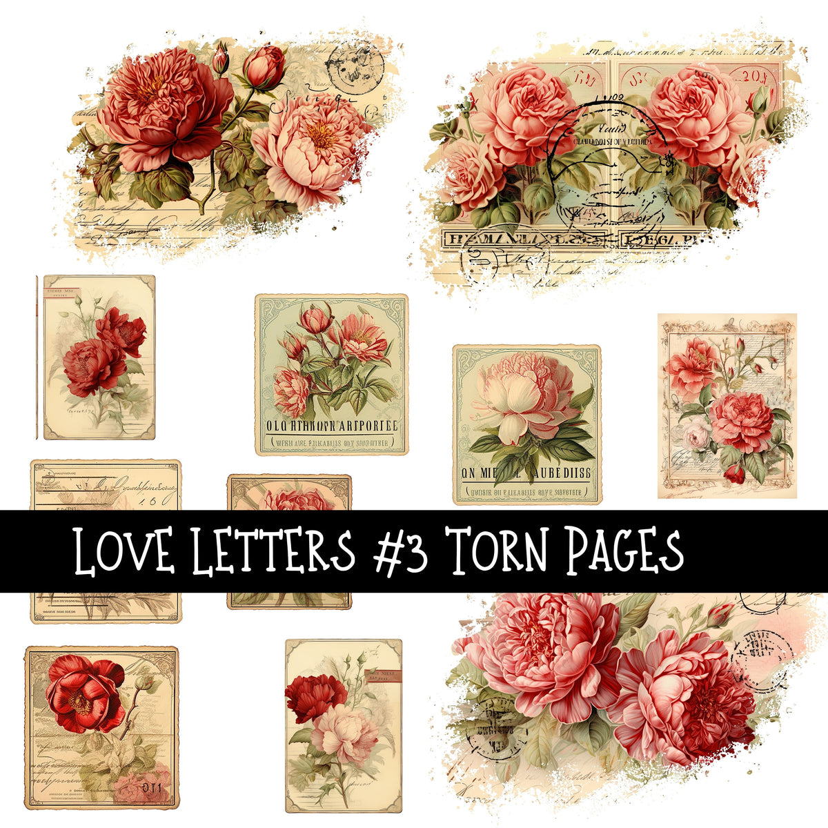 Love Letters Torn Pages UV DTF Decal sheets 5 designs available