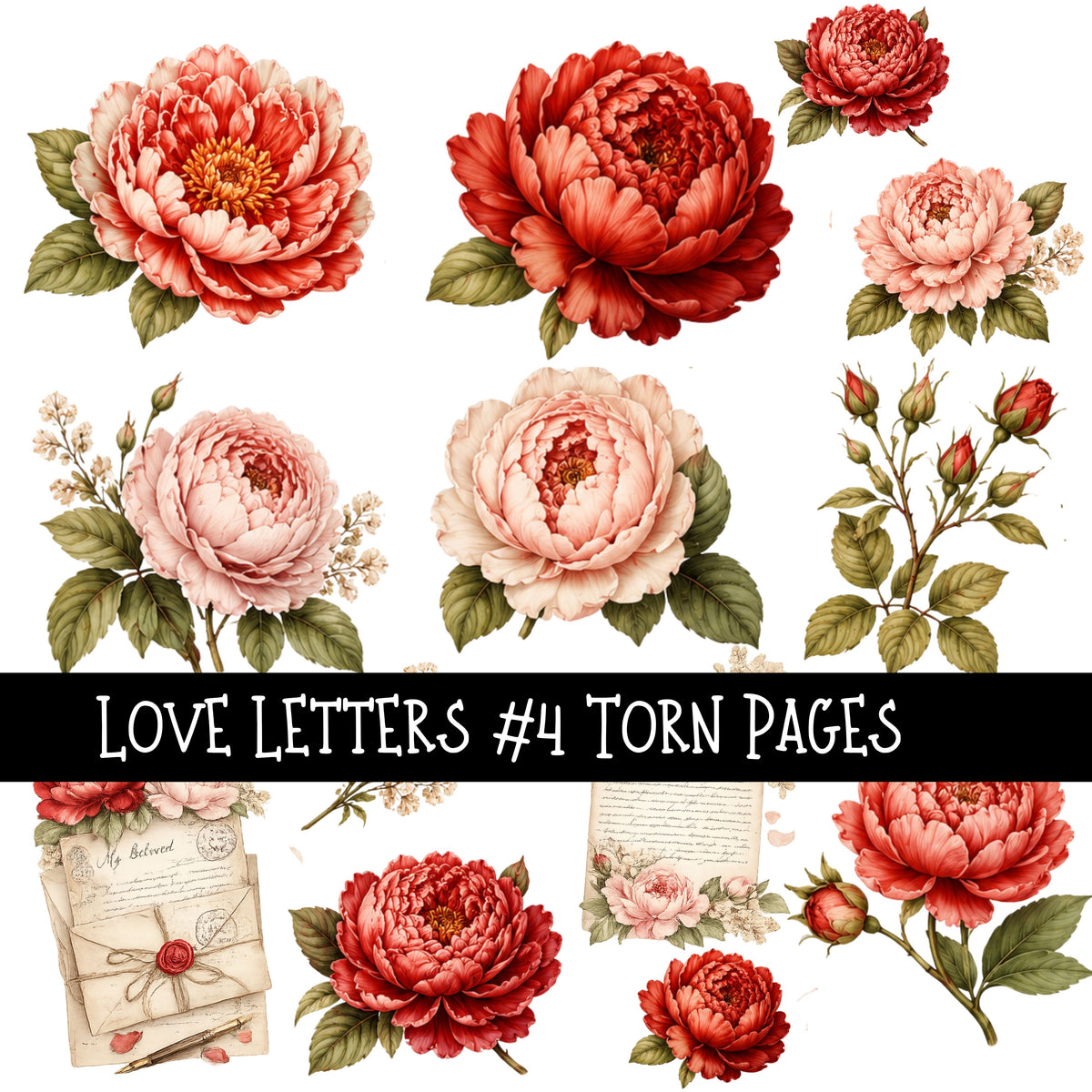 Love Letters Torn Pages UV DTF Decal sheets 5 designs available