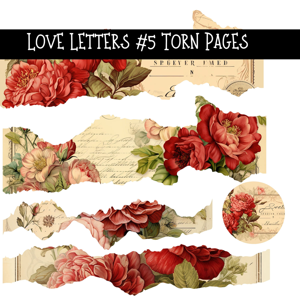 Love Letters Torn Pages UV DTF Decal sheets 5 designs available