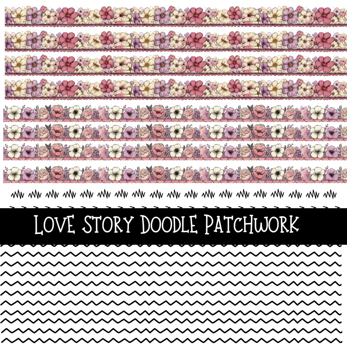 Love Story Doodle Patchwork Set