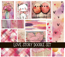 Love Story Doodle Patchwork Set