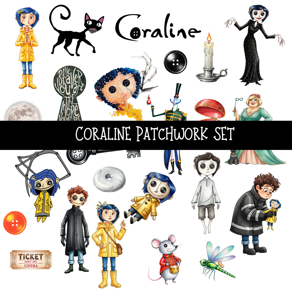 Coraline Doodle Patchwork Set