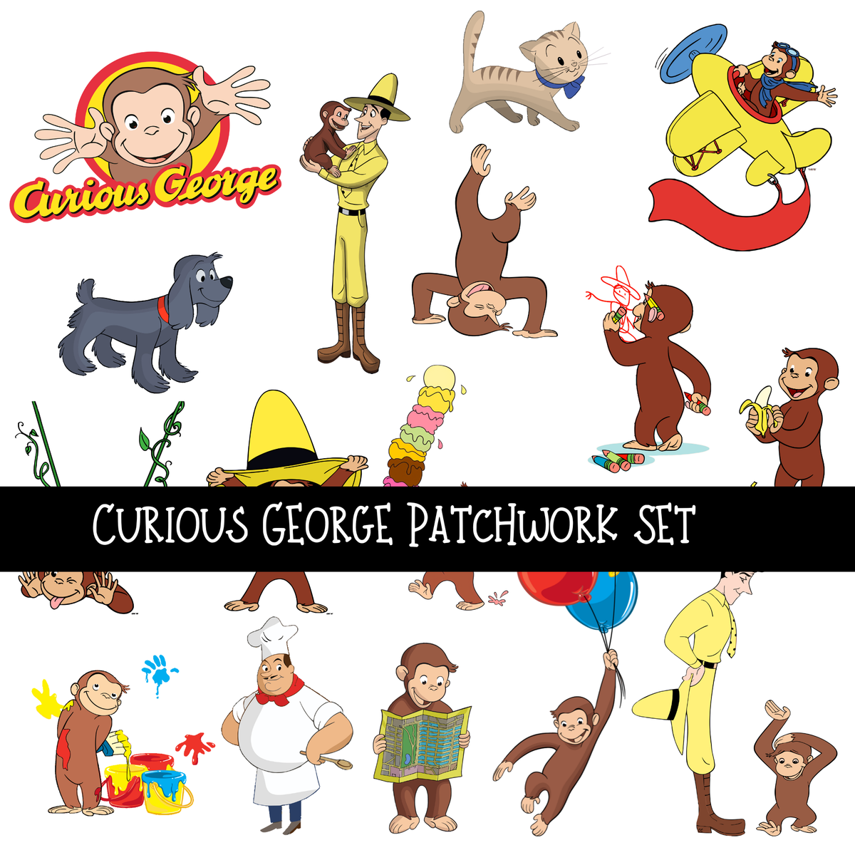 Curious George Doodle Patchwork Set