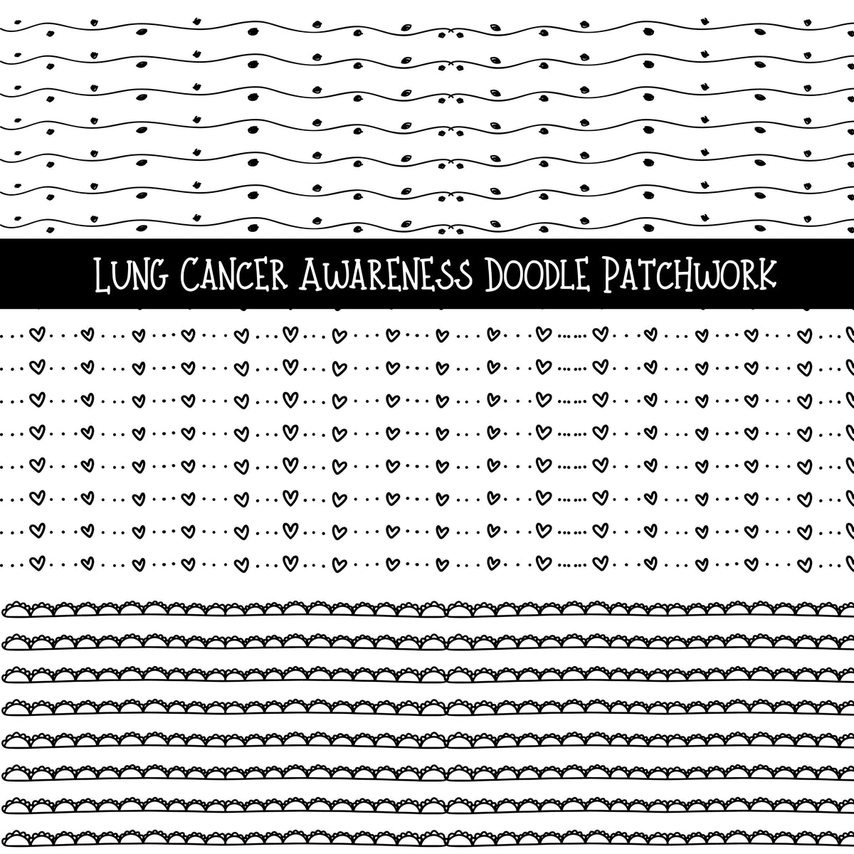 Lung Cancer Awareness Doodle Patchwork Set