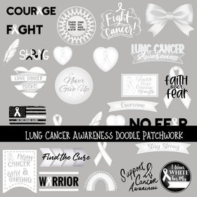 Lung Cancer Awareness Doodle Patchwork Set