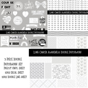 Lung Cancer Awareness Doodle Patchwork Set