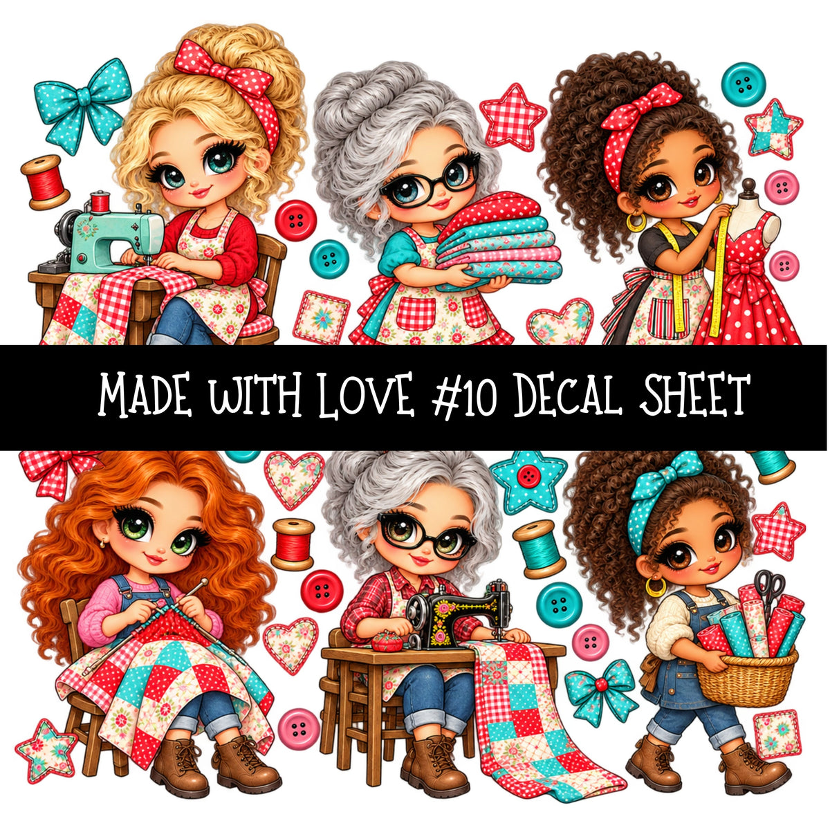 Made with love UV DTF Decal sheets 11 Designs available