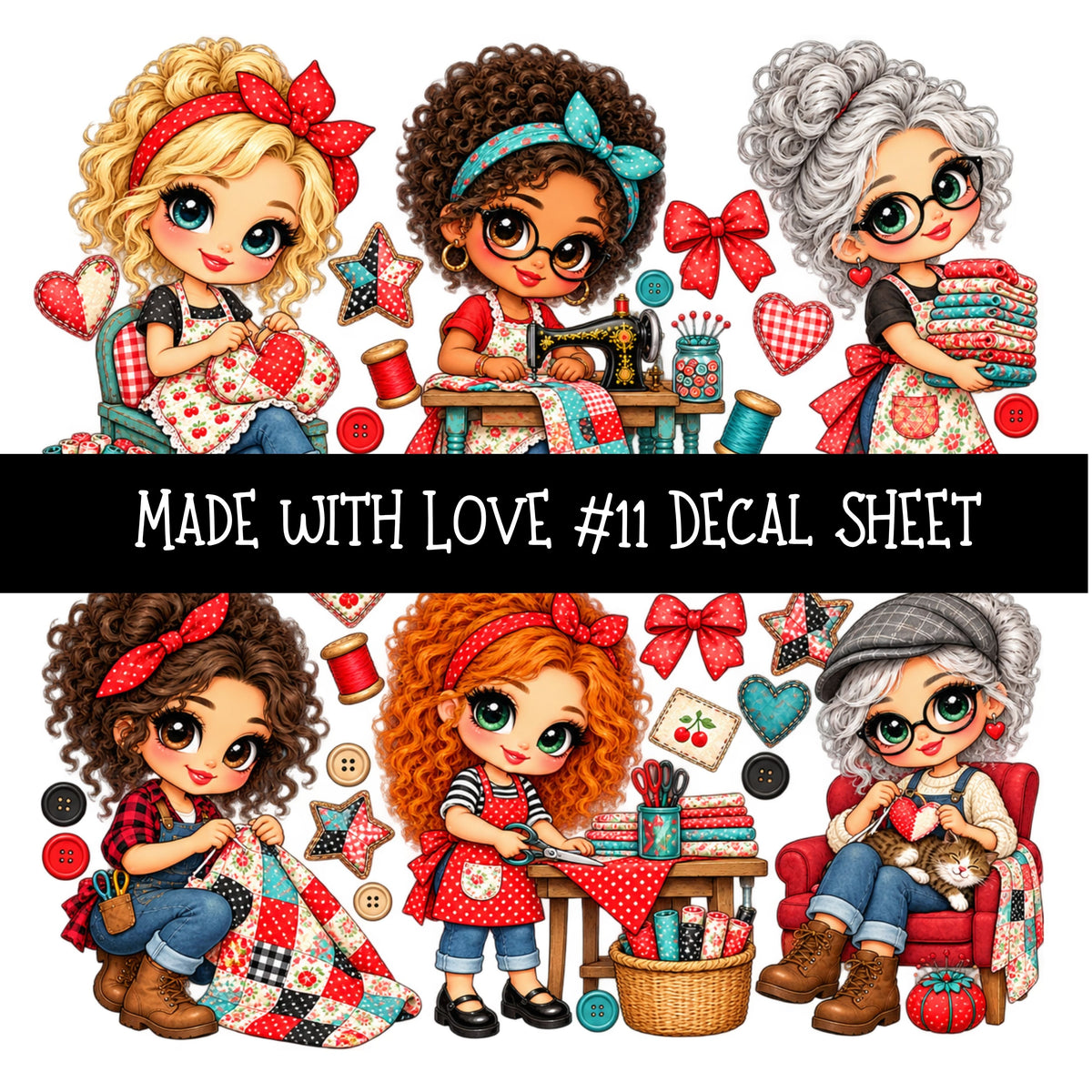 Made with love UV DTF Decal sheets 11 Designs available
