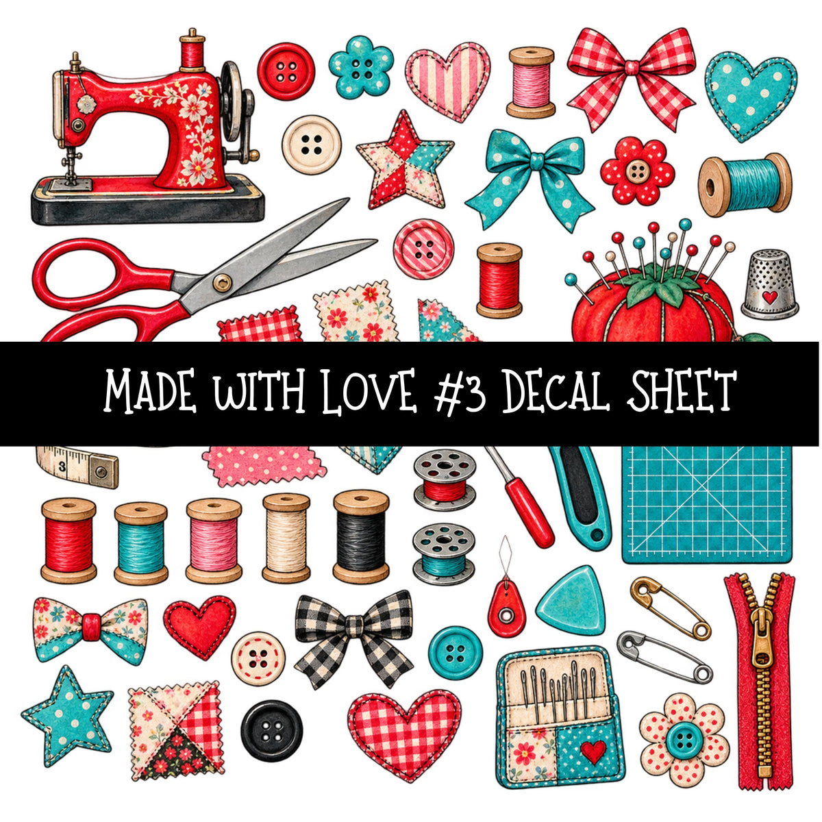 Made with love UV DTF Decal sheets 11 Designs available