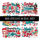 Made with love UV DTF Decal sheets 11 Designs available