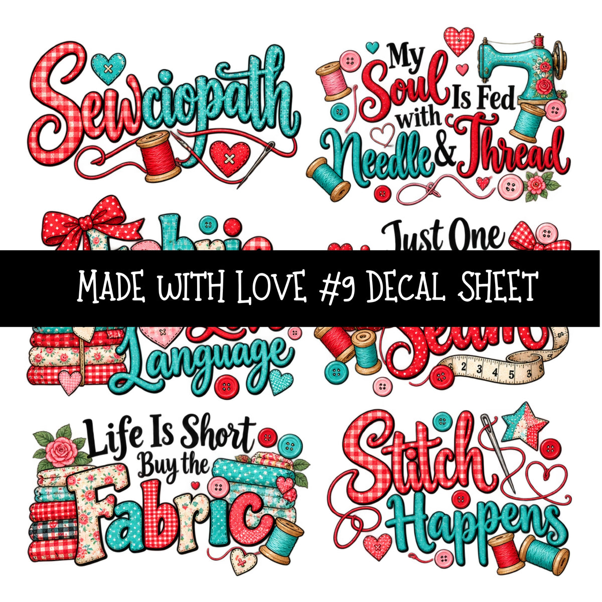 Made with love UV DTF Decal sheets 11 Designs available