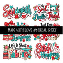 Made with love UV DTF Decal sheets 11 Designs available