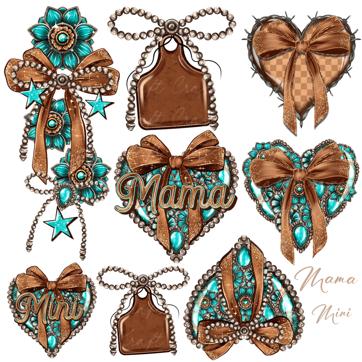 Mama and Mini Western Decal Sheet UV DTF Decal accent Sheet 10x10