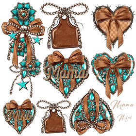 Mama and Mini Western Decal Sheet UV DTF Decal accent Sheet 10x10