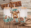 Teal Highland Floral UV DTF Libbey 16oz wrap