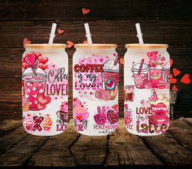 Valentine Coffee UV DTF 16oz Libbey Wrap