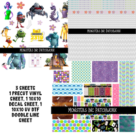 Monsters Inc-  Doodle Patchwork Set