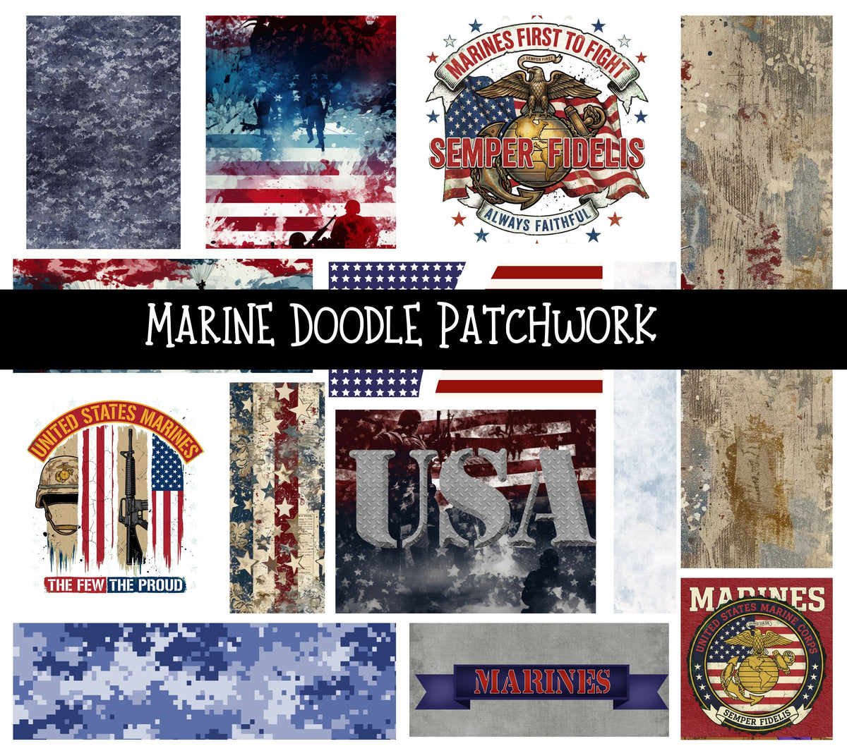 Marine Doodle Patchwork Set