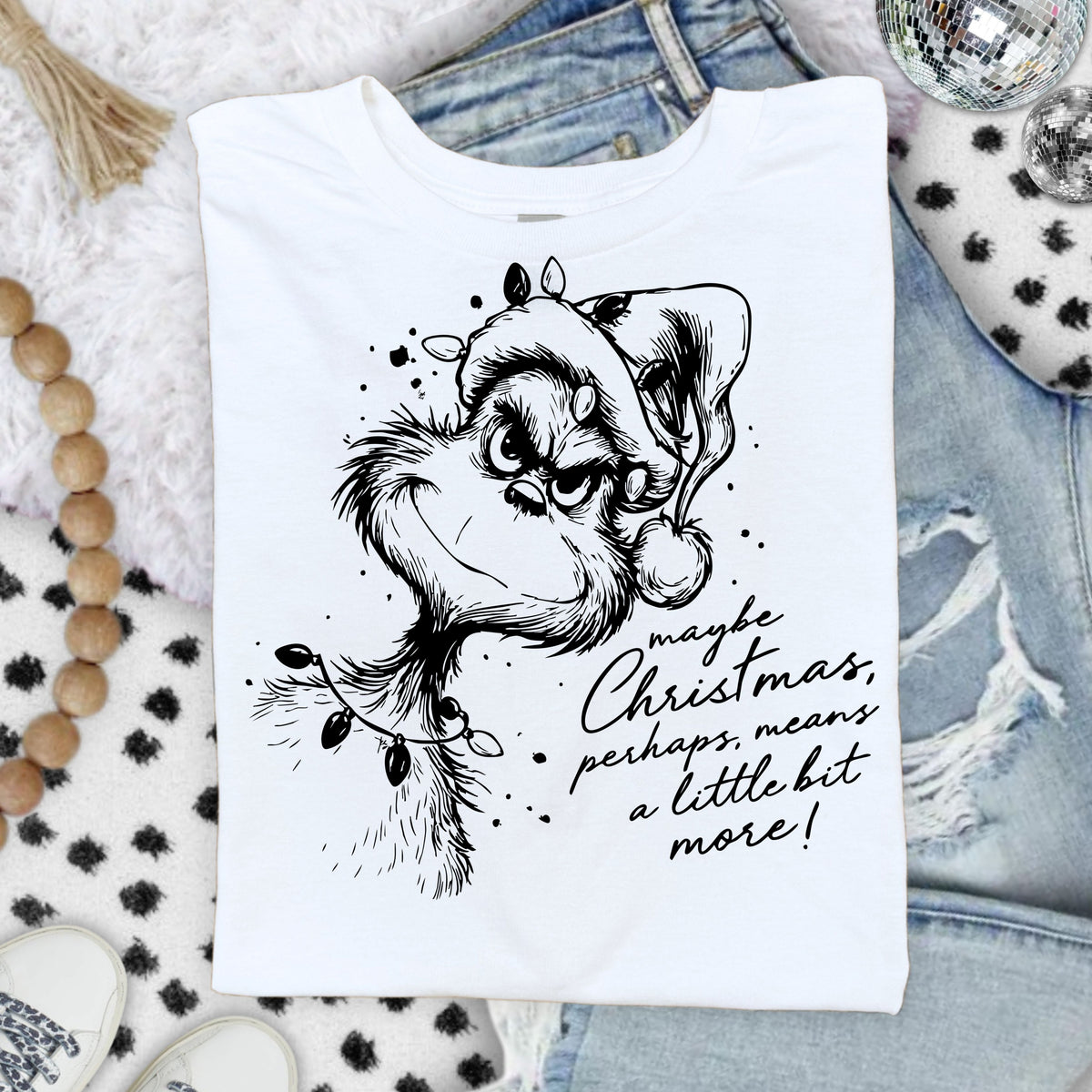 Maybe Christmas Sketch Black DTF Transfers