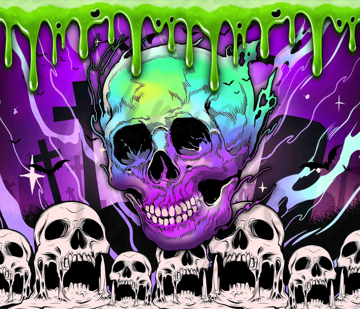 Melting Skulls 20 or 30 oz Skinny Adhesive Vinyl Wrap