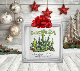 Grinchmastown Glass Block Decal