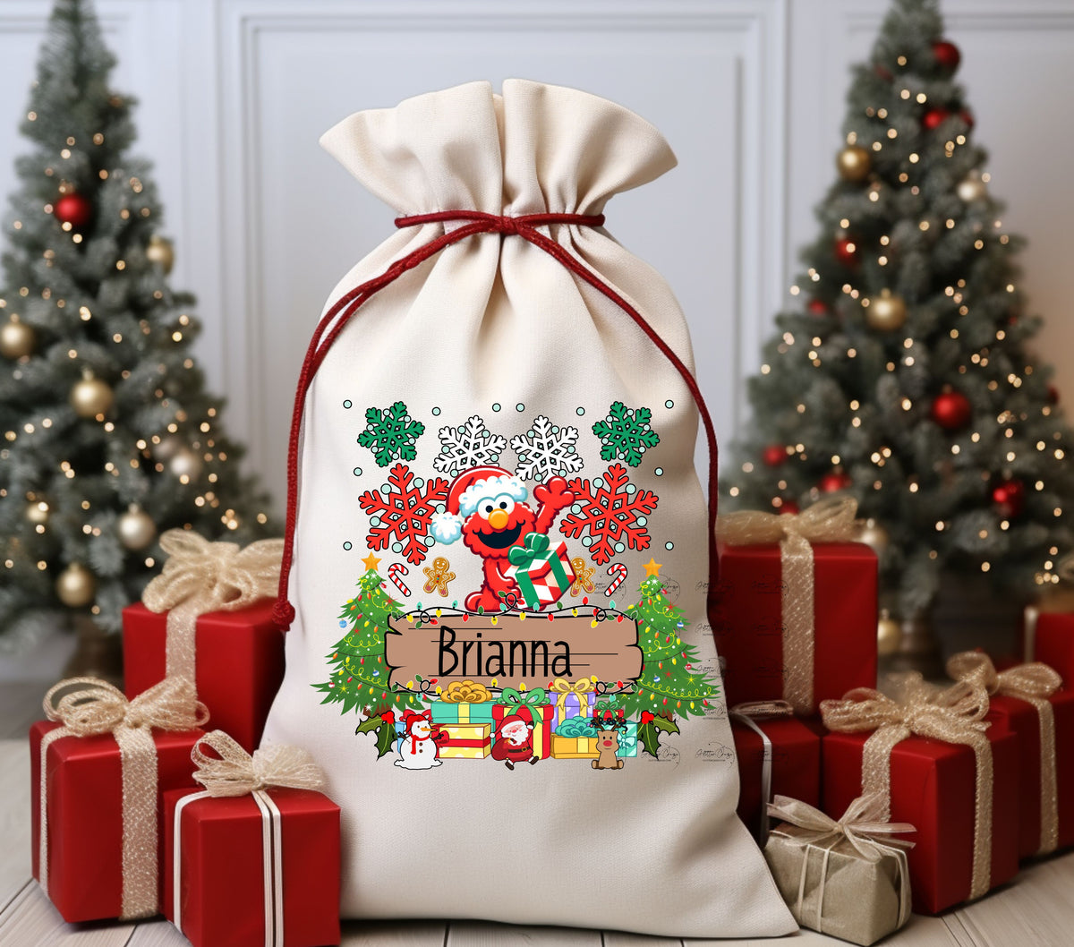 Elmo Santa Sack DTF Transfer