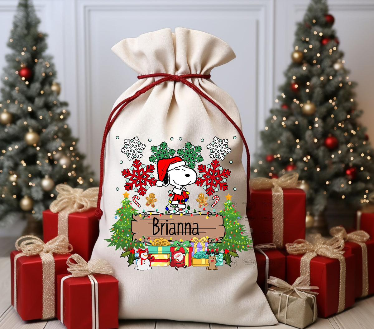 Snoopy Santa Sack DTF Transfer