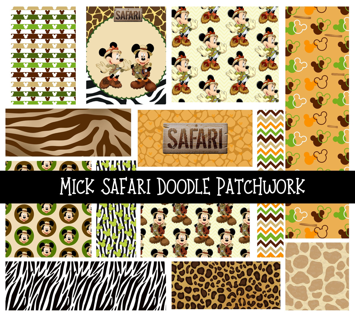 Mick Safari UV DTF Doodle Patchwork Set