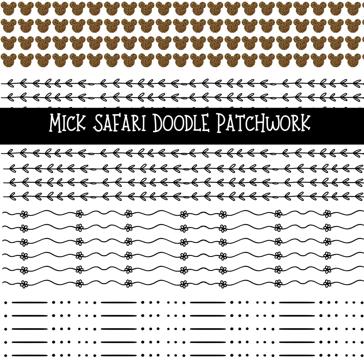 Mick Safari UV DTF Doodle Patchwork Set