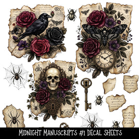 Midnight Manuscripts Torn Pages UV DTF Decal sheets 2 Designs available