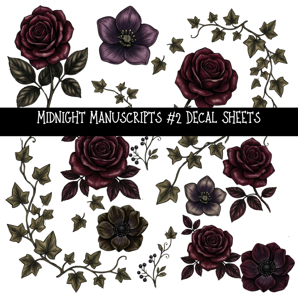 Midnight Manuscripts Torn Pages UV DTF Decal sheets 2 Designs available