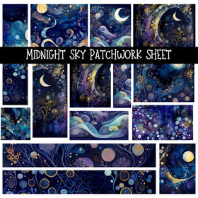 Midnight Sky Patchwork precut vinyl sheet available in 12x12 or 6x6 sizes